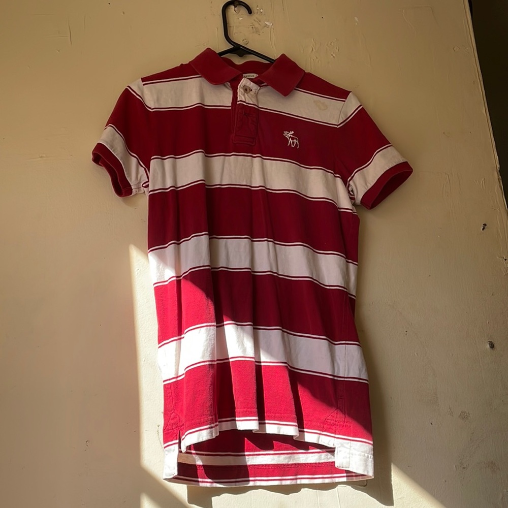 Red and white stripe polo